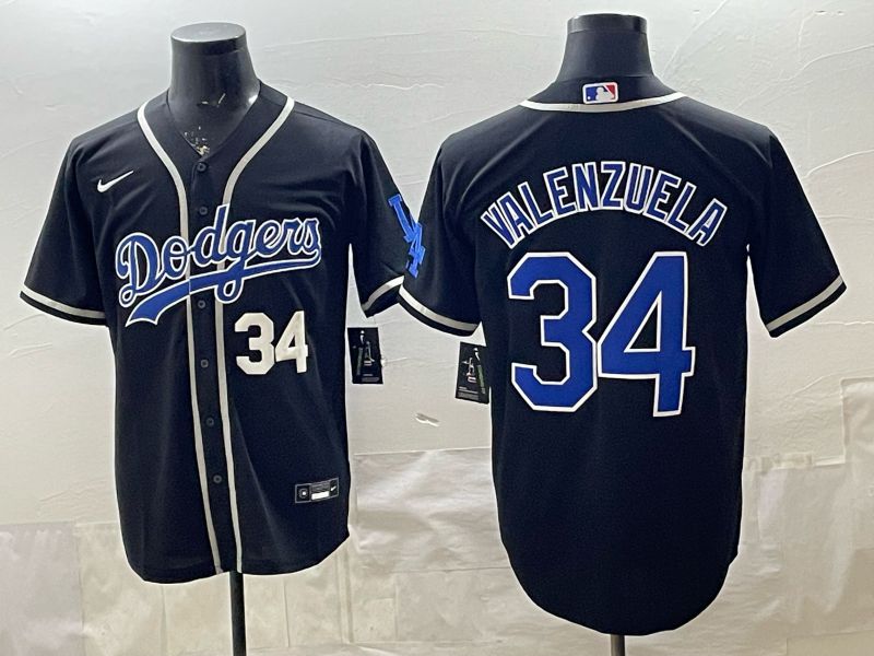 2026 Men Nike Los Angeles Dodgers #34 Valenzuela Black Game MLB Jersey 003